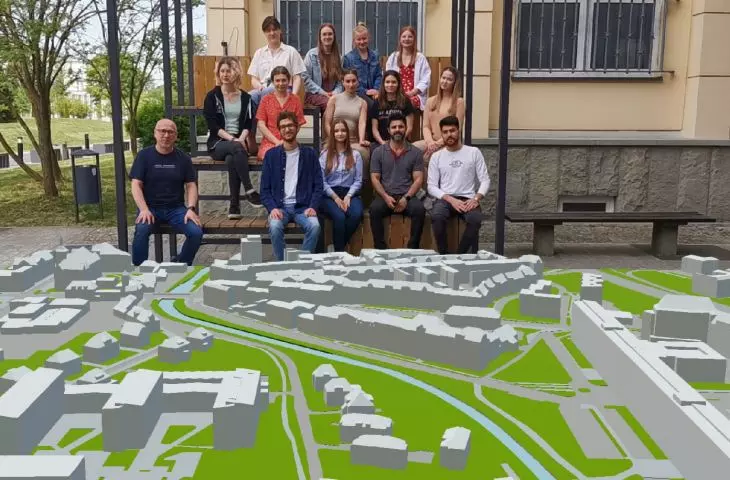 Part of the design team and a 3D mockup