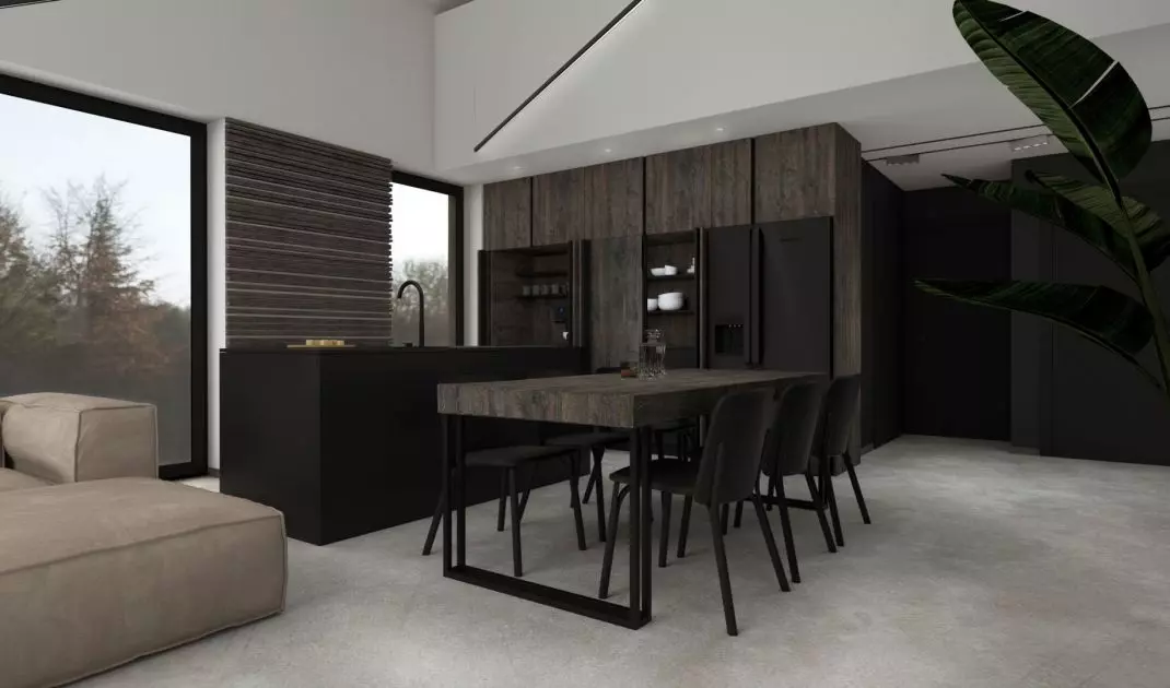 Kitchen open to living room