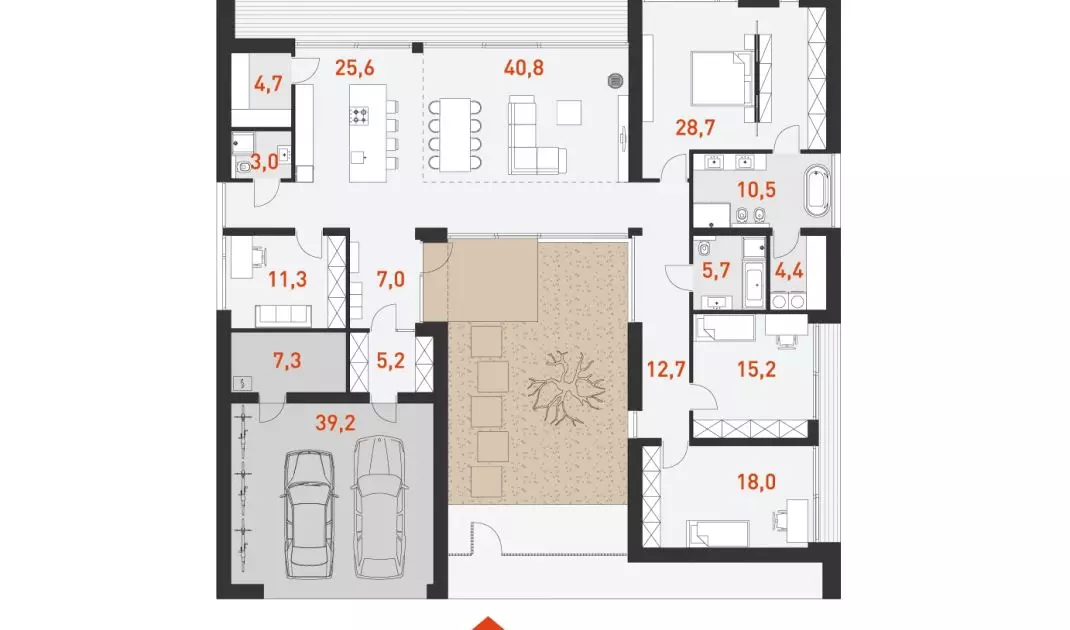 House with patio 1 - plan