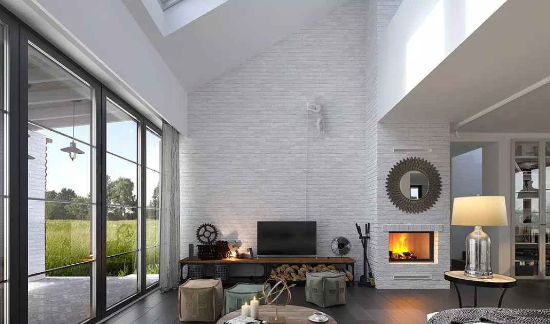 Family 4 - living room with fireplace