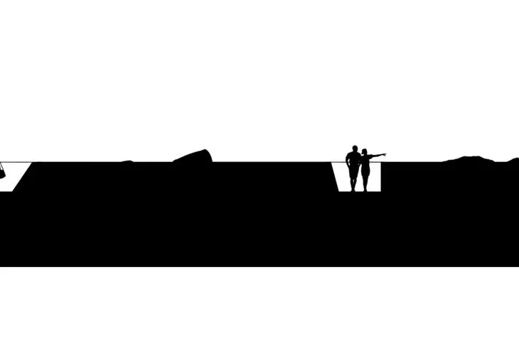 Volcano Visitors Centre project, cross section through the site