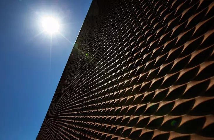 Clear glass and corten steel
