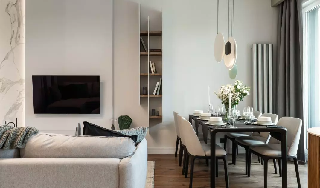 Living room and dining room