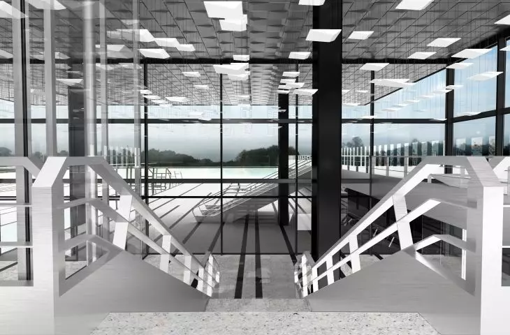 View from the mezzanine staircase