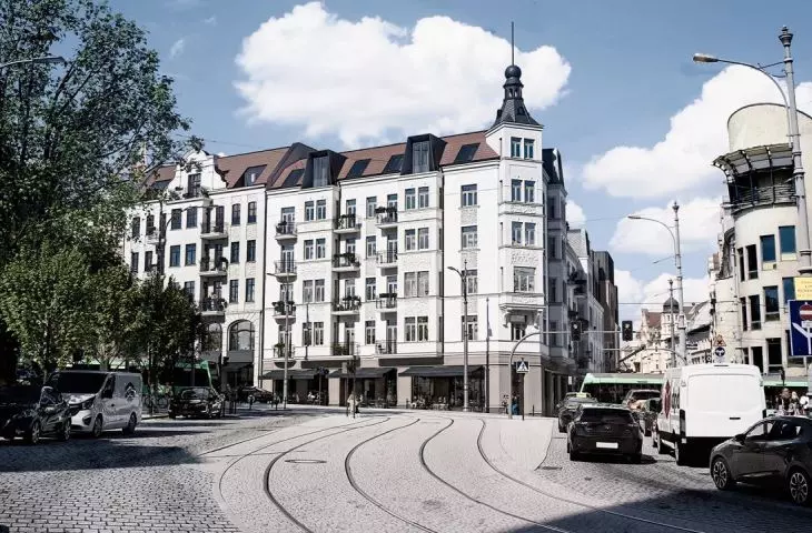 Northern frontage of Podgórna Street in Poznań, visualization