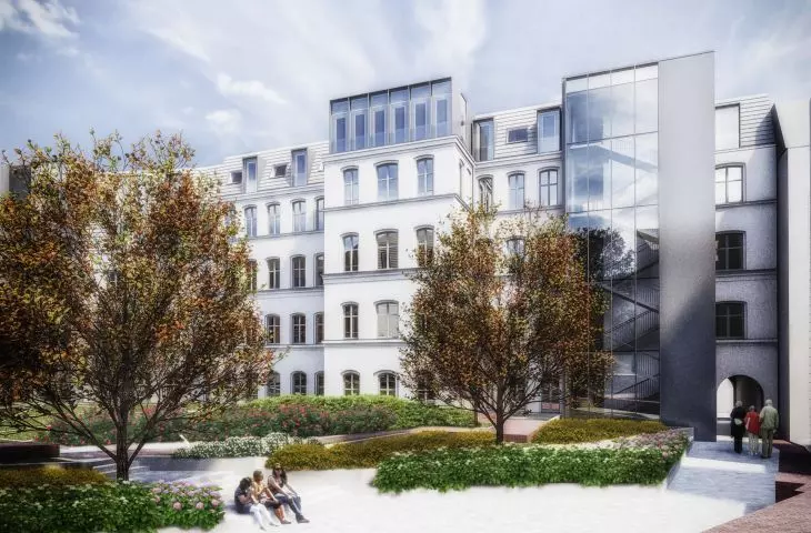 Senior center in the former municipal hospital on Szkolna Street in Poznan, visualization 