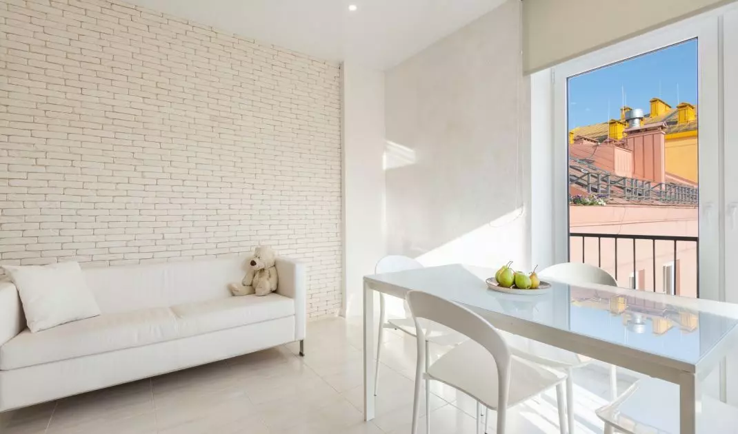Whitewashed wall in the interior