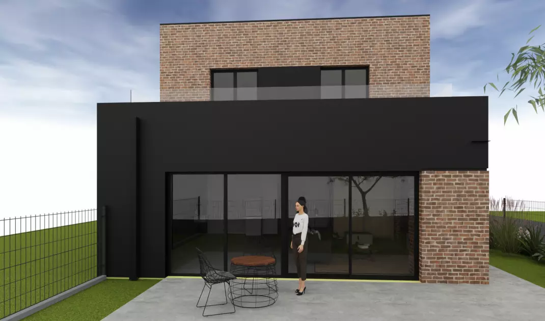 House in the border of the plot