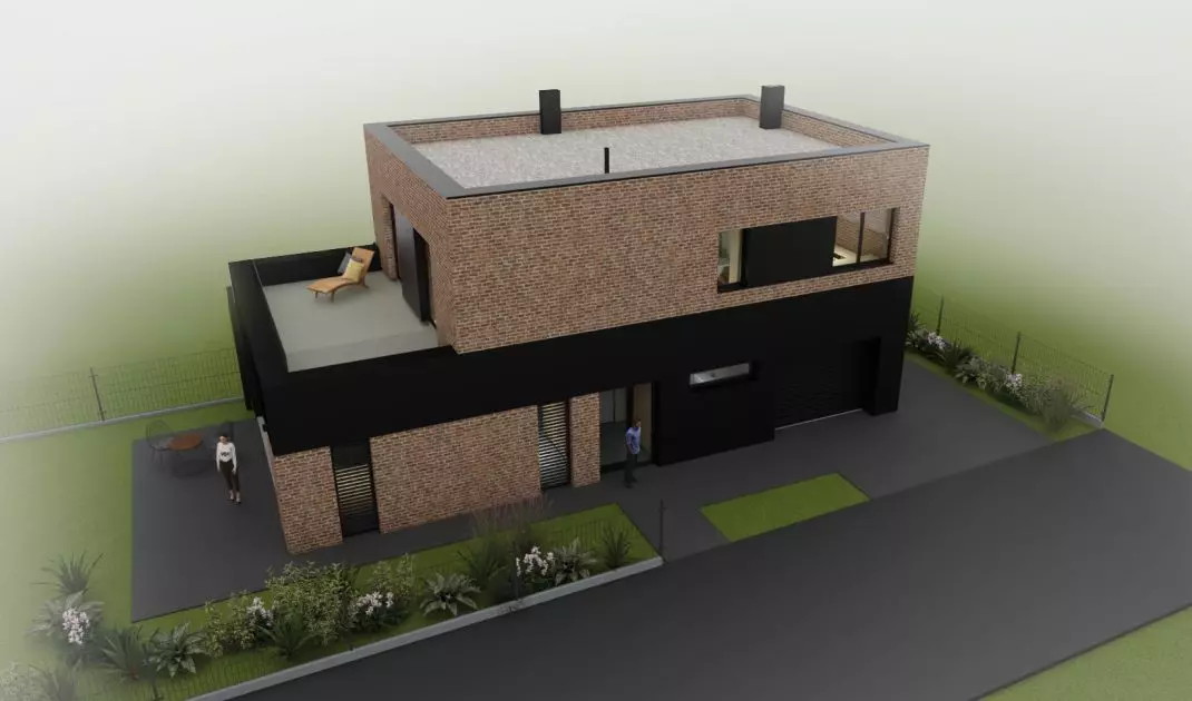House in the border of the plot