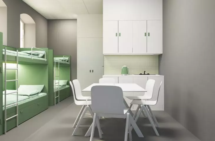 Cela sześcioosobowa z piętrowymi łóżkami 