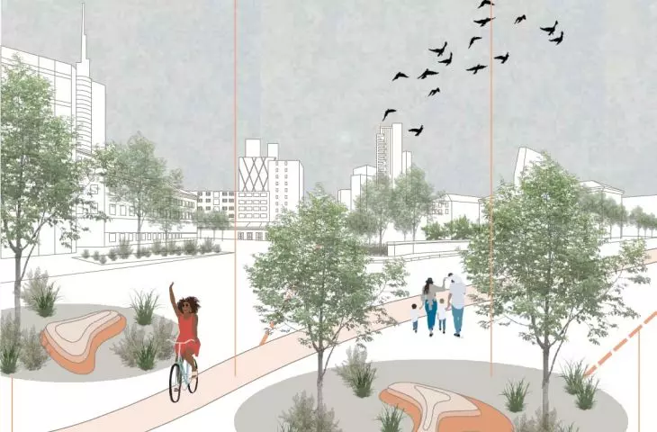 Water Belt Of Milan project, space for pedestrians and cyclists