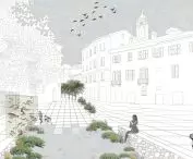 In the urban space, the authors placed special aquariums 