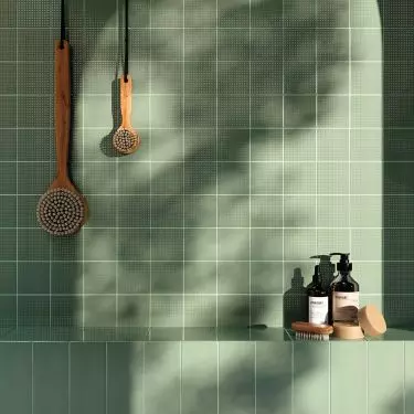 Tiles in a faded mint color