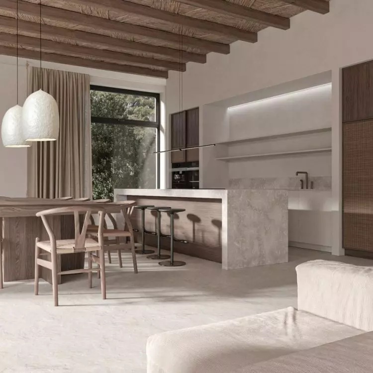 Dining room and kitchen