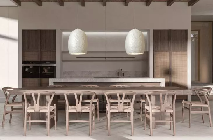 Dining room and kitchen