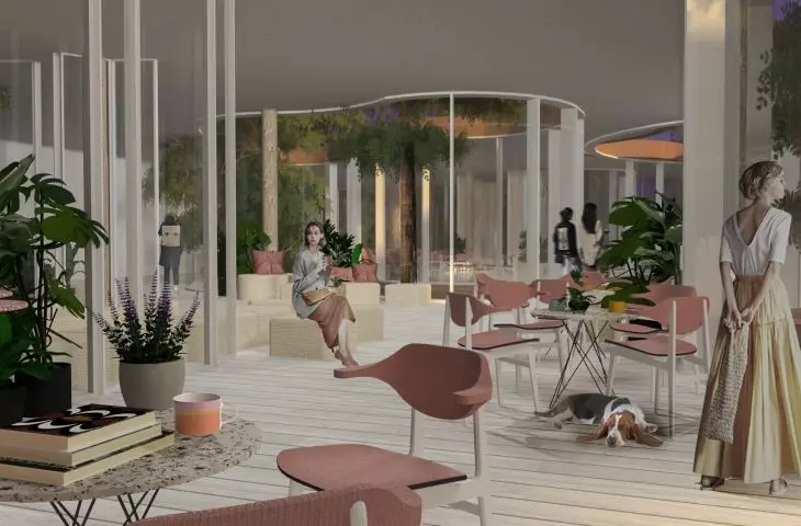 Cafe with specially designed furniture