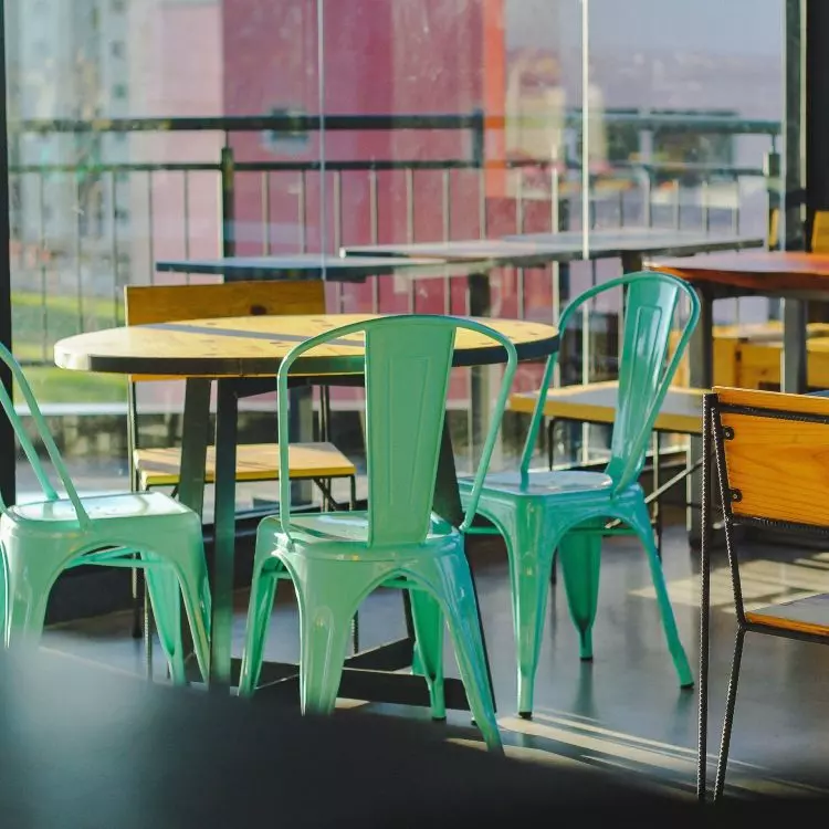 Metal chairs in the interior