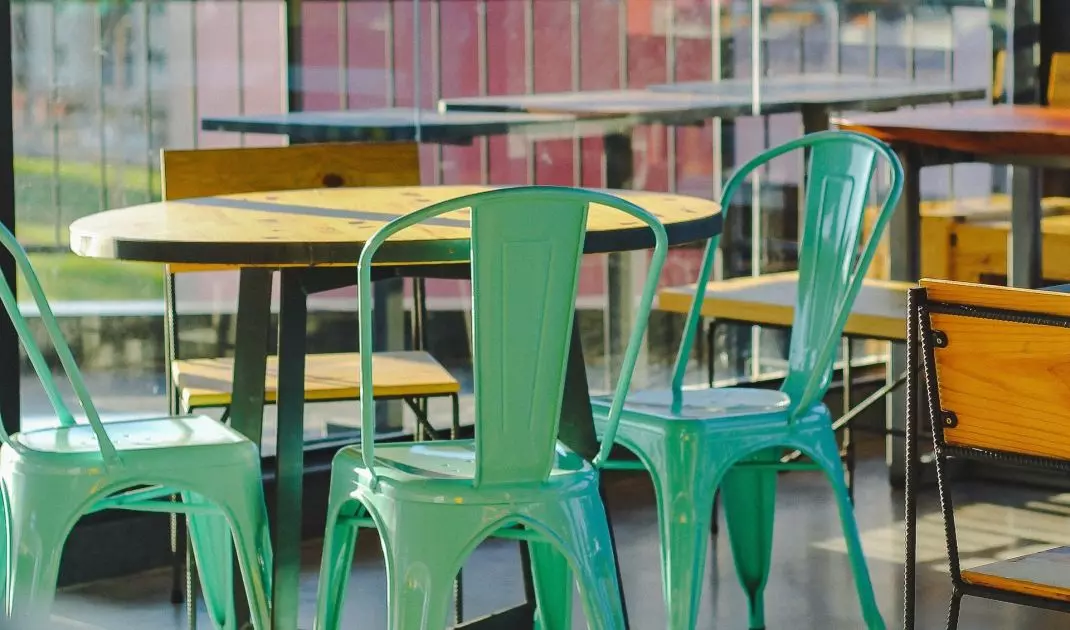 Metal chairs in the interior