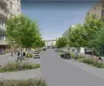 Wizualizacja ulicy Obrońców Wybrzeza po zmianach wprowadzonych w ramach projektu KLIMATyczne Centrum