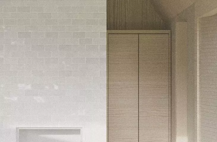 Centrum wnętrza stanowi ceramiczny kominek