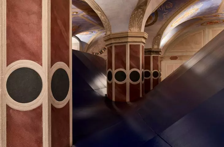 Visitors to the exhibition may get the impression that existing columns have been sunk into the display