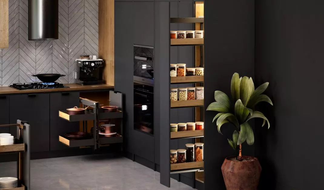 Corners allow easy access to products stored in the cabinet 