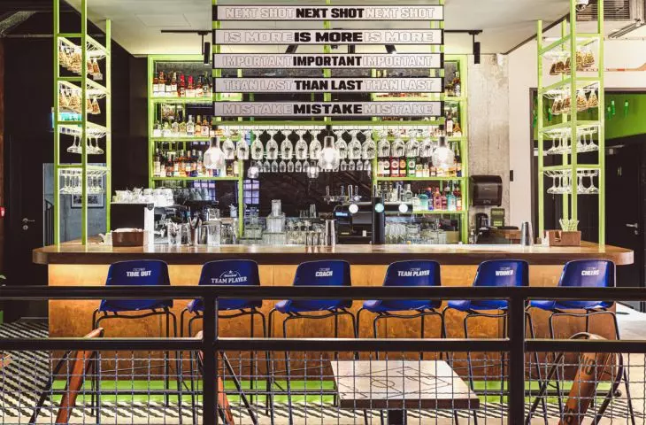 the premises are divided into zones - Sports Bar, restaurant and fan zone 