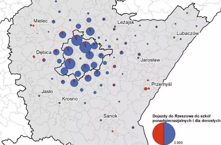  miasta obsługują nie tylko swoich mieszkańców; popyt na transport w ich obrębie generują także przyjeżdżające z daleka osoby korzystające z usług