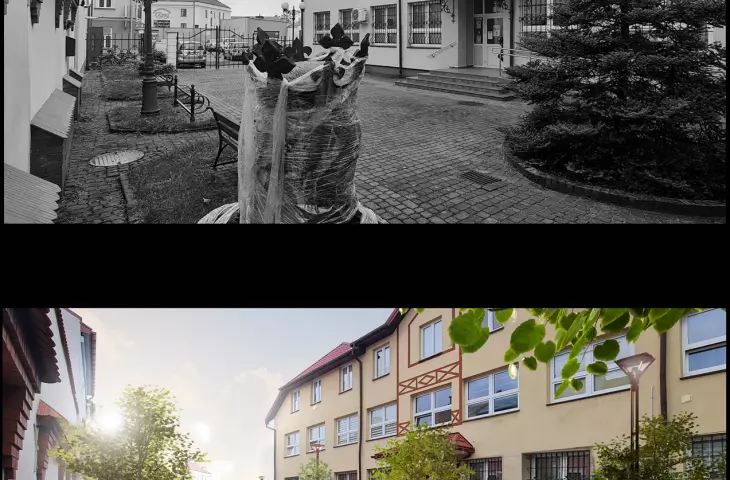 Woonerf designed in the immediate vicinity of the marketplace