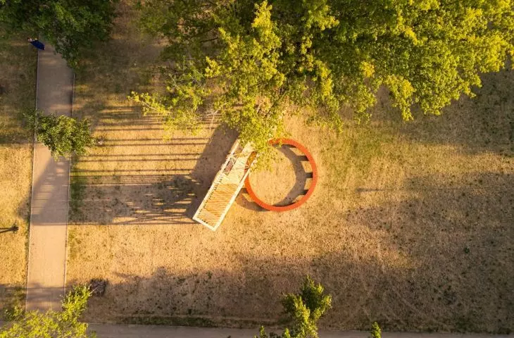 Furniture for art activities seen from above
