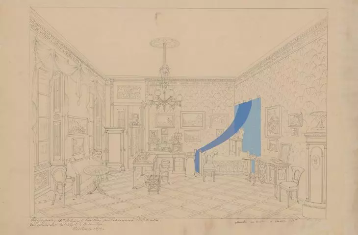 Willibald Richter, pokój sypialny w pałacu „Pod Baranami” w Krakowie, 1827