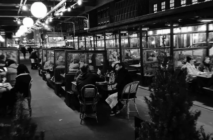 French restaurant on Gansevoort Street filled with tourists 