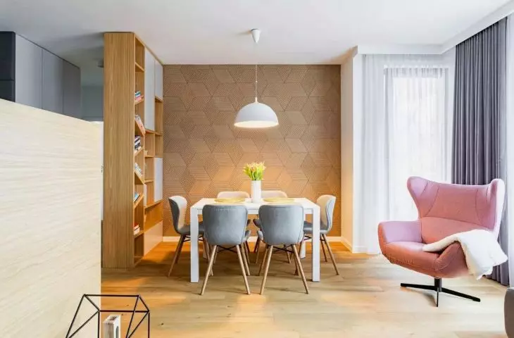 Geometric cork panels on the wall