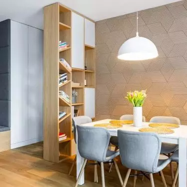 Geometric cork panels on the wall