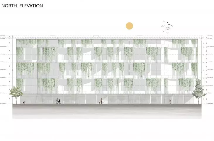 Projekt budynku olimpijskiego, elewacja północna