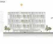 Projekt budynku olimpijskiego, elewacja południowa
