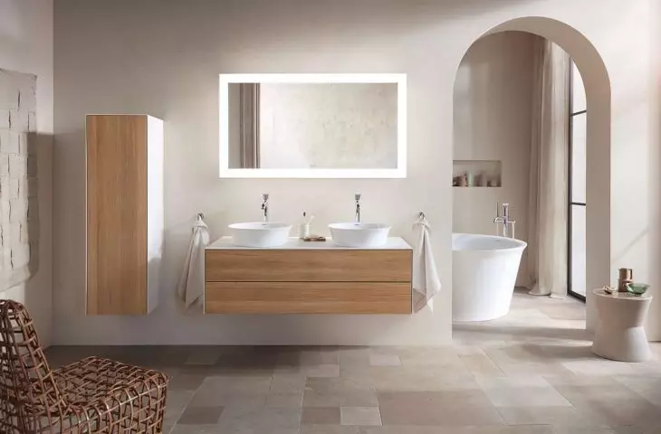 Wood blends perfectly with beige