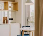 Architects have cleared space for a round dining table