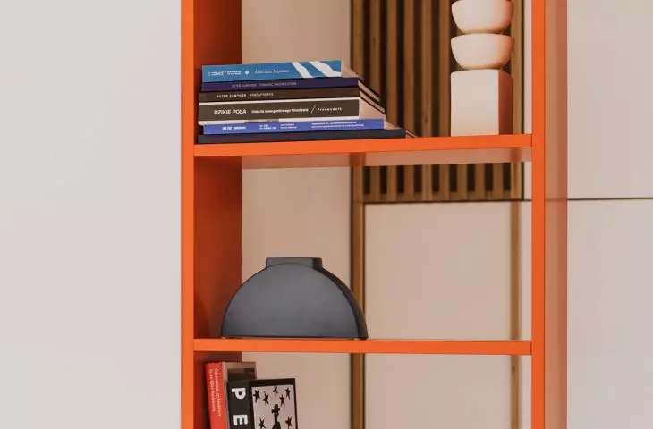 orange bookcase