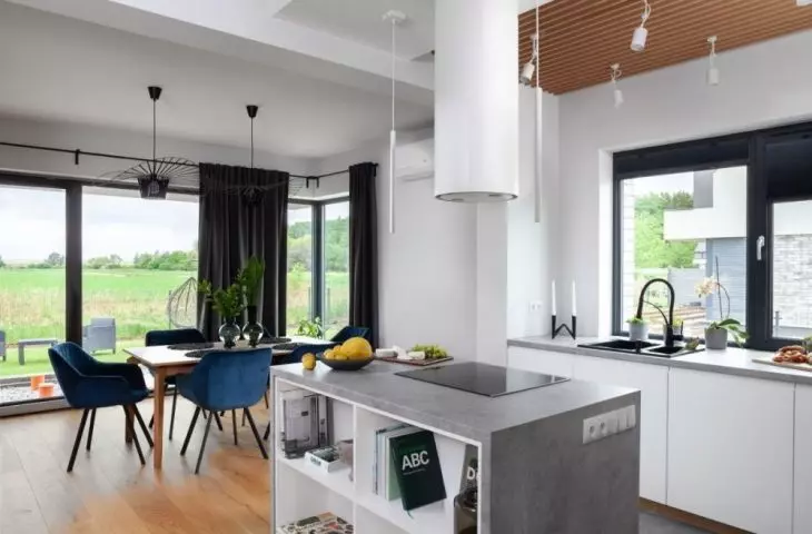In the kitchen, as in the rest of the room, you can clearly feel the inspiration of nature
