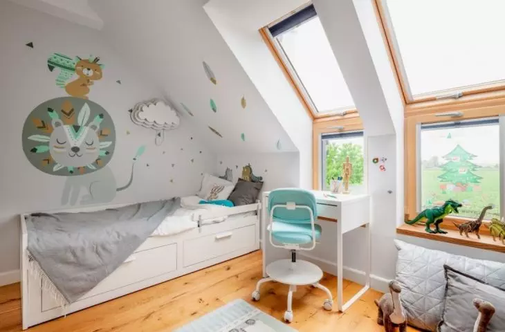 Children's rooms are designed with plenty of storage space for toys