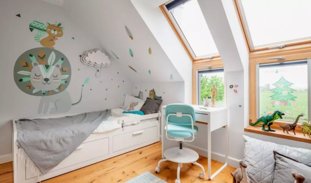 Children's rooms are designed with plenty of storage space for toys
