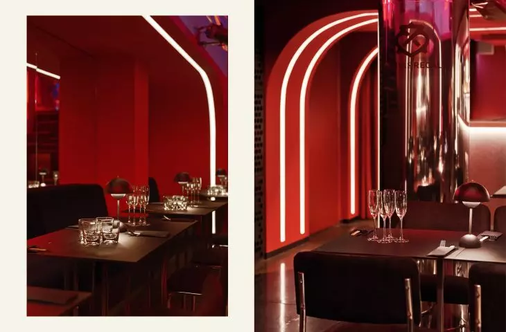 Intense red color and neon light