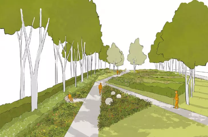 Visualization of the park in Praga-North on Zamoyskiego Street.