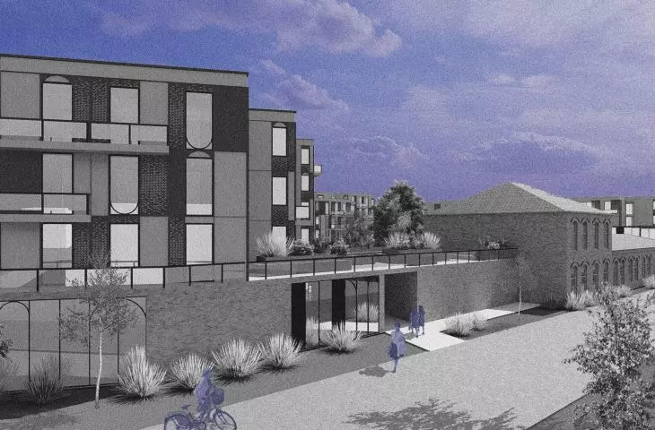 The authors designed a dormitory and new functions for the former factory building