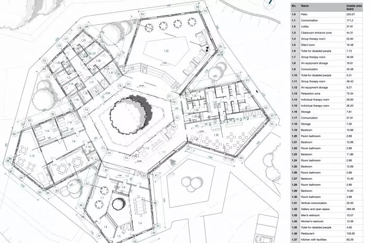 Design of art therapy center, first floor plan