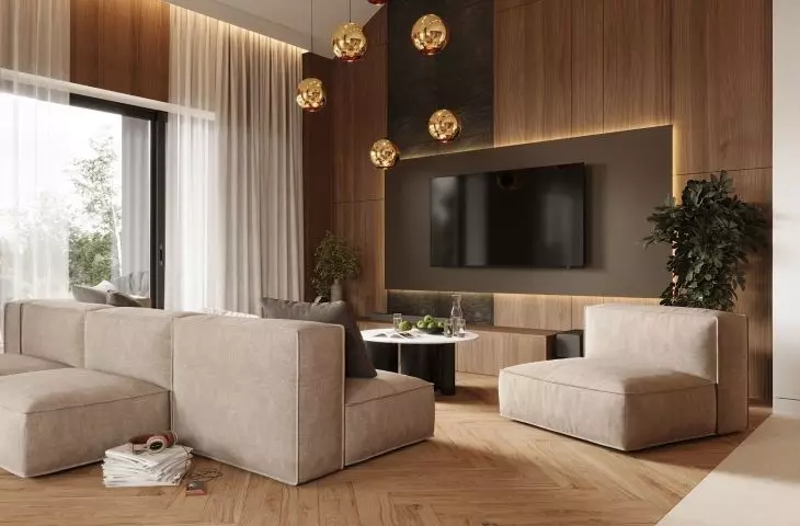 The house was designed in the style of a modern barn