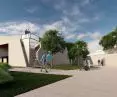 Projekt centrum społecznego w Vancouver, dziedziniec 