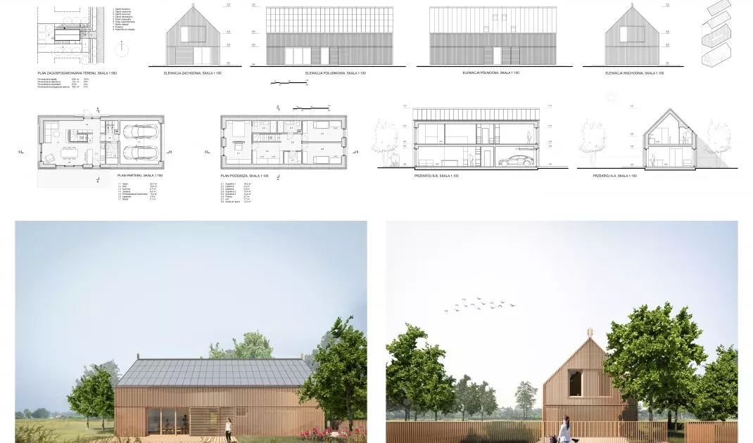 Design of an atmospherically neutral house inspired by the traditional architecture of the Mazovian province
