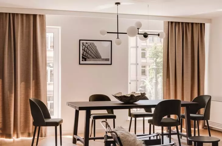 The apartment is maintained in mid-century style